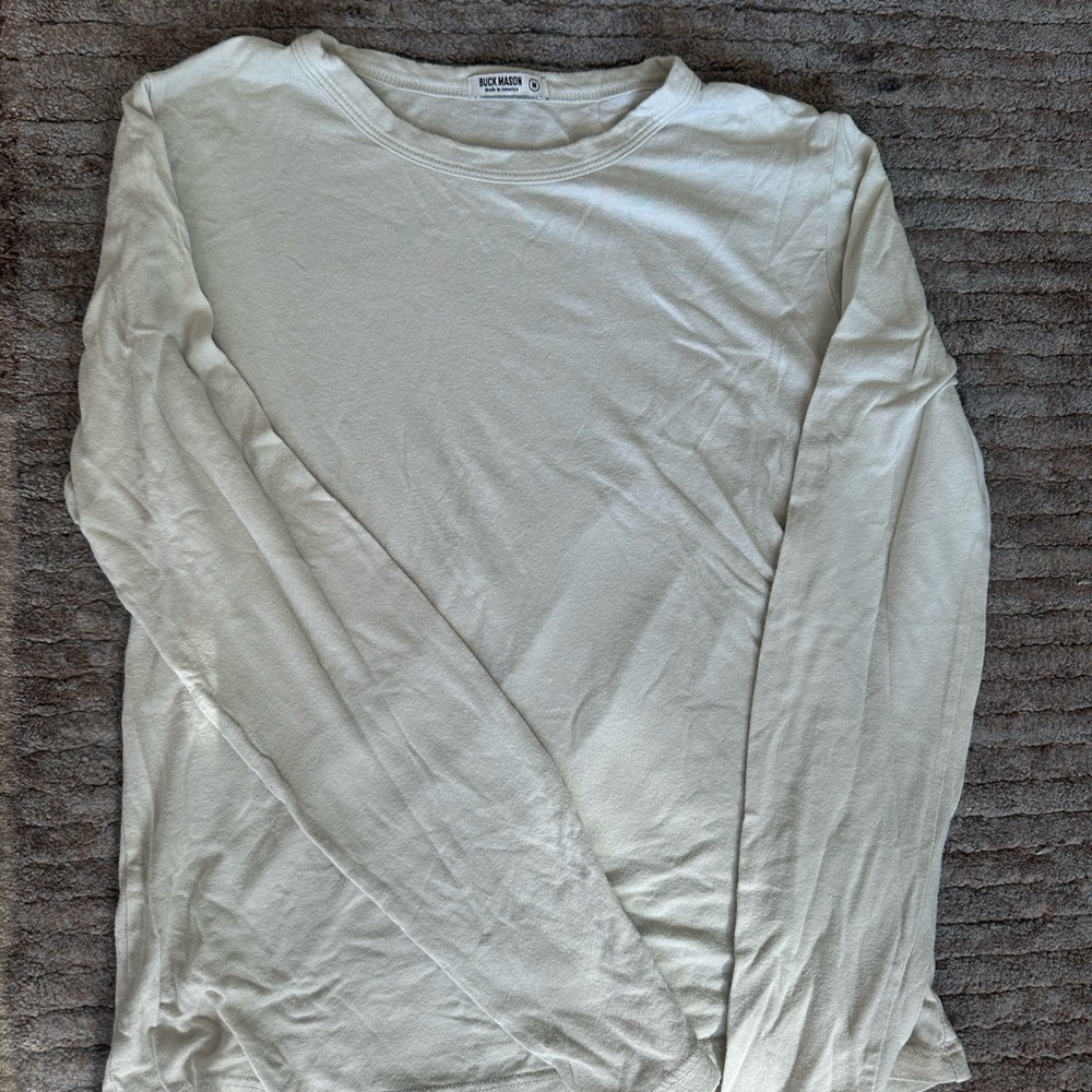 Buck Mason lightweight Long-Sleeve Crew in pale sage green